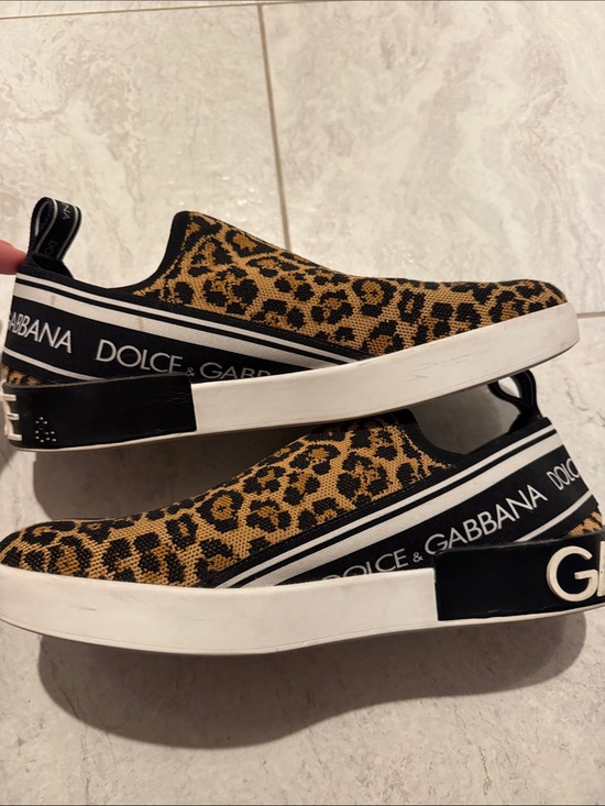 Dolce & Gabbana Leopard Knit Slip-On Sneakers — Black & Tan main image 4